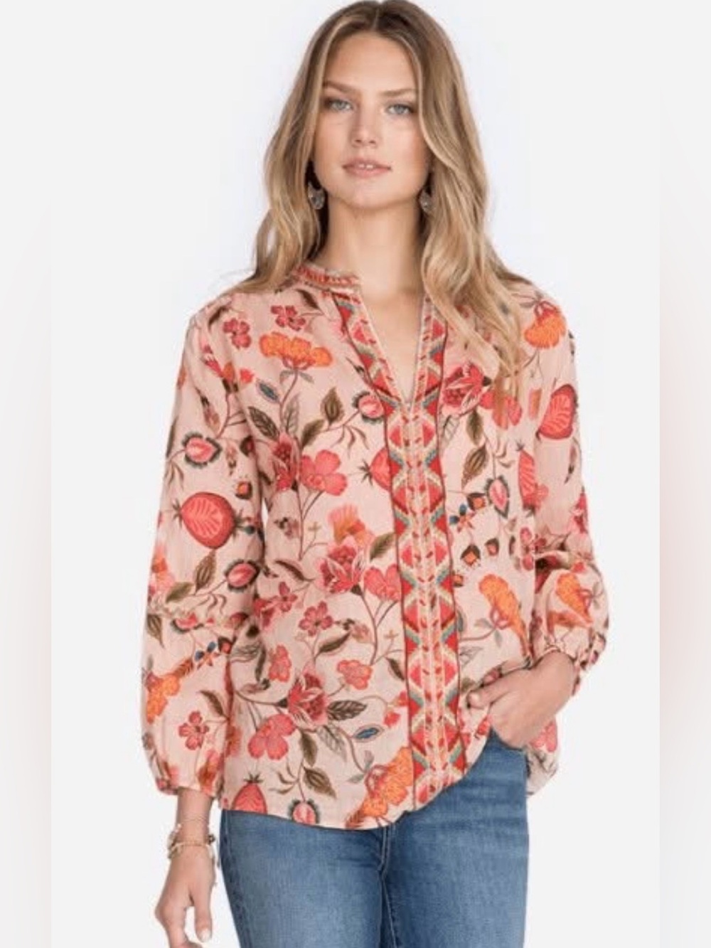 Johnny Was Workshop Paris Effortless Floral Blouse - Size M